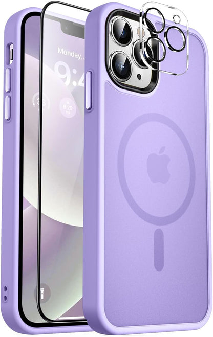 MOCCA Strong Magnetic for iPhone 14 Pro Max Case [Compatible with Magsafe] [10FT Military Grade Protective] Translucent Matte Slim Shockproof Case for iPhone 14 Pro Max 6.7"- Titanium Gray