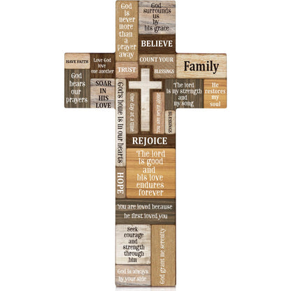 Jetec Cross Wall Decor Christian Wooden Cross Religious Faith Biblical Faith Biblical Verse Wall or Table Sign for Home Easter Farmhouse Home Hanging Decorations Indoor Outdoor(10.6 x 6.1 Inch)