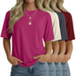 4 Pack Women's Half Sleeve T Shirts 1/2 Sleeve Basic Crew Neck Tops Elbow Length Casual Loose Fit Summer Tees