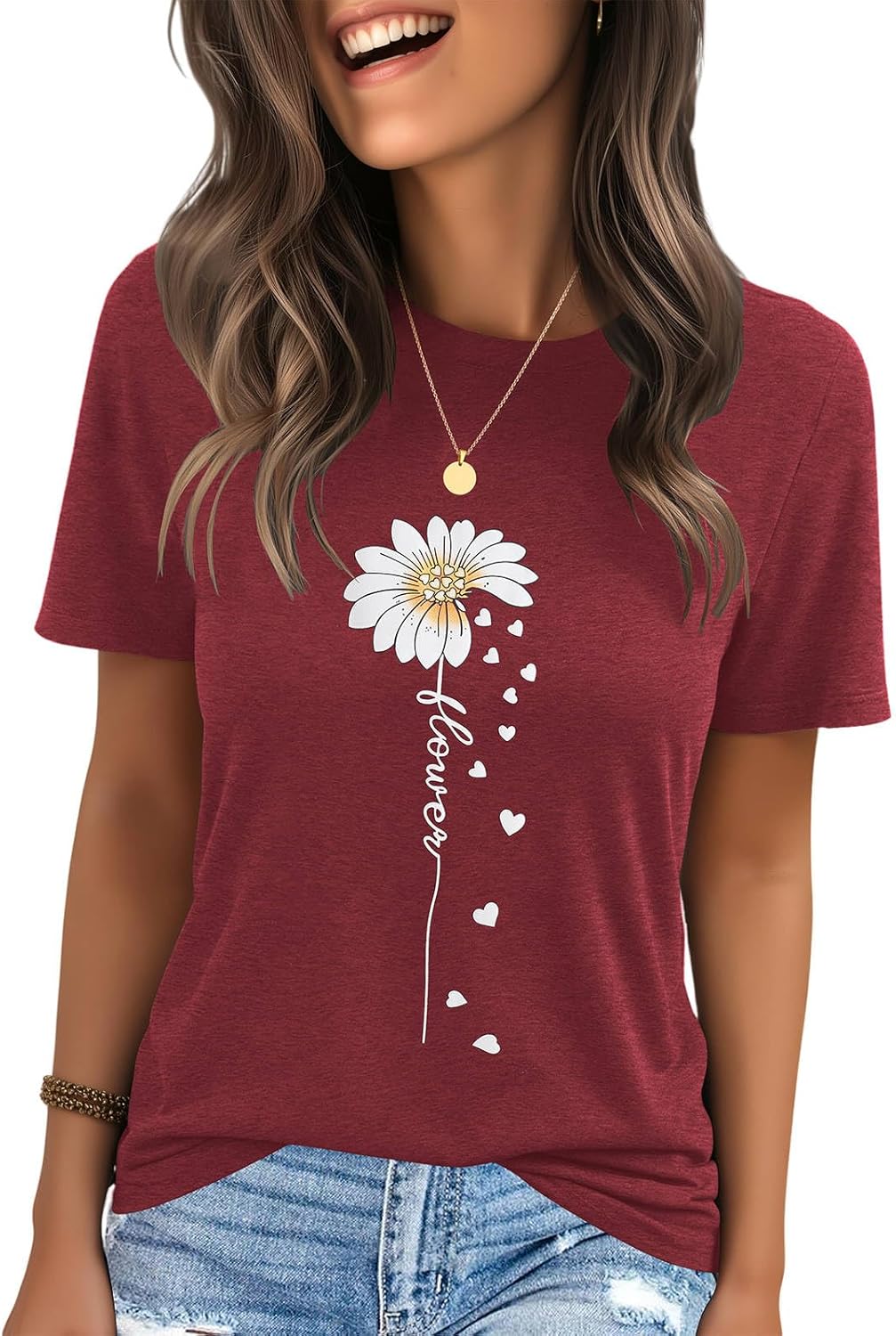 IRISGOD Womens Graphic Tees Casual Summer Short Sleeve Vintage T Shirts Tops