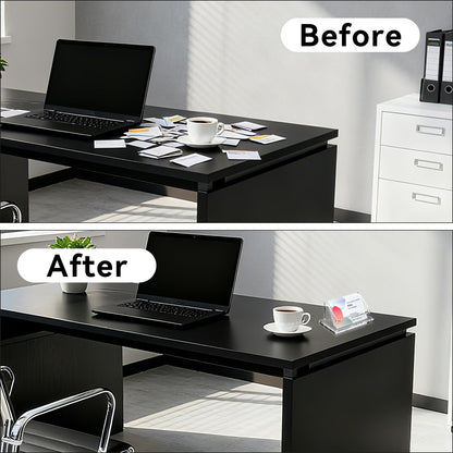 1 Pcs Acrylic Business Card Holder, Clear Horizontal Business Card Display Stand, Acrylic Cards Display Holder for Desk Accessories Women and Men Office Exhibition