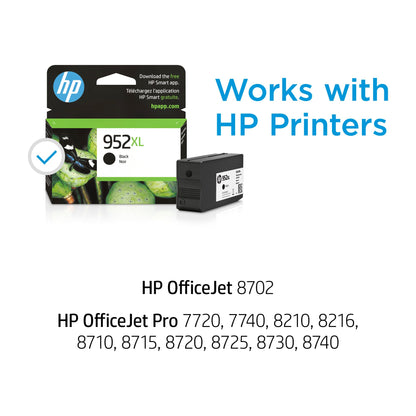 HP 952XL Black High-Yield Ink Cartridge Printers | Works OfficeJet 8702 OfficeJet Pro 7720, 7740, 8210, 8216, 8710, 8715, 8720, 8725, 8730, 8740 | Eligible for Instant Ink | F6U19AN