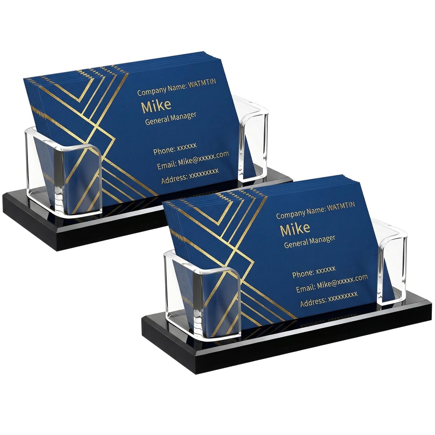 1 Pcs Acrylic Business Card Holder, Clear Horizontal Business Card Display Stand, Acrylic Cards Display Holder for Desk Accessories Women and Men Office Exhibition
