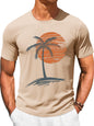 Runcati Mens Short Sleeve T-Shirts Crew Neck Casual Shirt Summer Beach Palm Tree Vintage Hawaiian Tees
