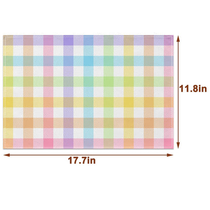 Pudodo Easter Buffalo Plaid Check Table Runner Spring Holiday Farmhouse Fireplace Kitchen Dining Room Home Party Decoration (13" x 72")