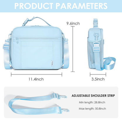 NOL Nylon Waterproof Kids Lunch Bag, Insulated Lunch Bag, Lunch box Cooler, Reusable, Zip Closure with Buckle Handle Holds Lunch Box, Snacks & Water Bottle for School Work, Cream