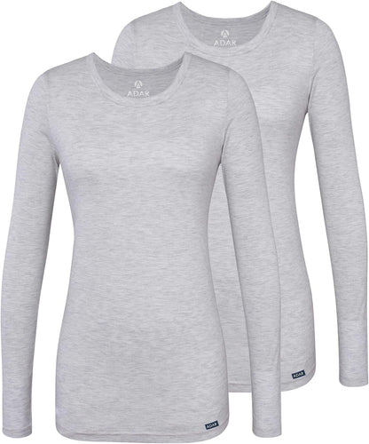 Adar Underscrubs for Women 2 Pack - Long Sleeve Underscrub Comfort Tee
