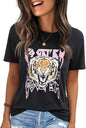 IRISGOD Womens Graphic Tees Casual Summer Short Sleeve Vintage T Shirts Tops