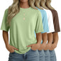 4 Pack Women's Half Sleeve T Shirts 1/2 Sleeve Basic Crew Neck Tops Elbow Length Casual Loose Fit Summer Tees