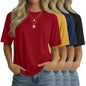 4 Pack Women's Half Sleeve T Shirts 1/2 Sleeve Basic Crew Neck Tops Elbow Length Casual Loose Fit Summer Tees