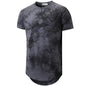 KLIEGOU Mens Hipster Hip Hop Ripped Round Hemline Pattern Print T Shirt