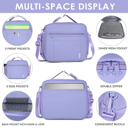 NOL Nylon Waterproof Kids Lunch Bag, Insulated Lunch Bag, Lunch box Cooler, Reusable, Zip Closure with Buckle Handle Holds Lunch Box, Snacks & Water Bottle for School Work, Cream