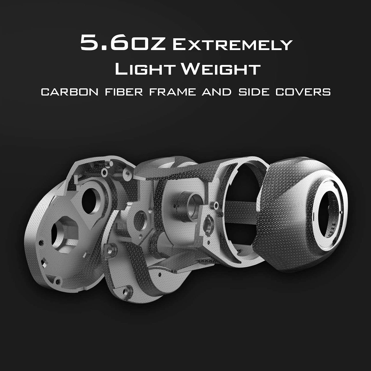 KastKing Zephyr Bait Finesse Baitcasting Reel, Carbon Fiber Fishing Reel - Drag Clicker Version, 7.2:1 Gear Ratio Fishing Reel - 5.6oz Lightweight Bait Finesse System Casting Reel