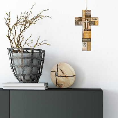 Jetec Cross Wall Decor Christian Wooden Cross Religious Faith Biblical Faith Biblical Verse Wall or Table Sign for Home Easter Farmhouse Home Hanging Decorations Indoor Outdoor(10.6 x 6.1 Inch)