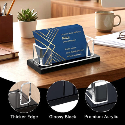 1 Pcs Acrylic Business Card Holder, Clear Horizontal Business Card Display Stand, Acrylic Cards Display Holder for Desk Accessories Women and Men Office Exhibition