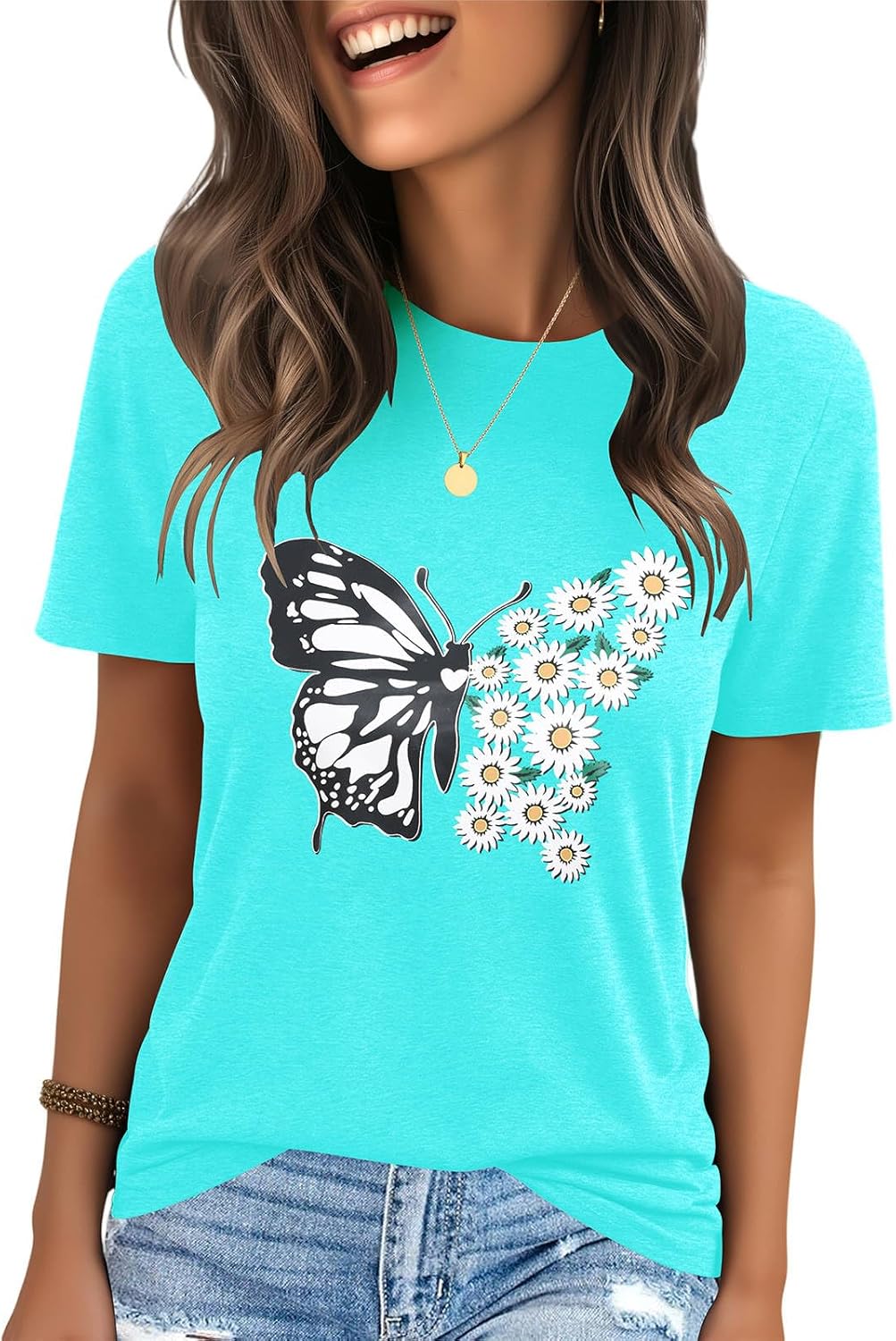 IRISGOD Womens Graphic Tees Casual Summer Short Sleeve Vintage T Shirts Tops