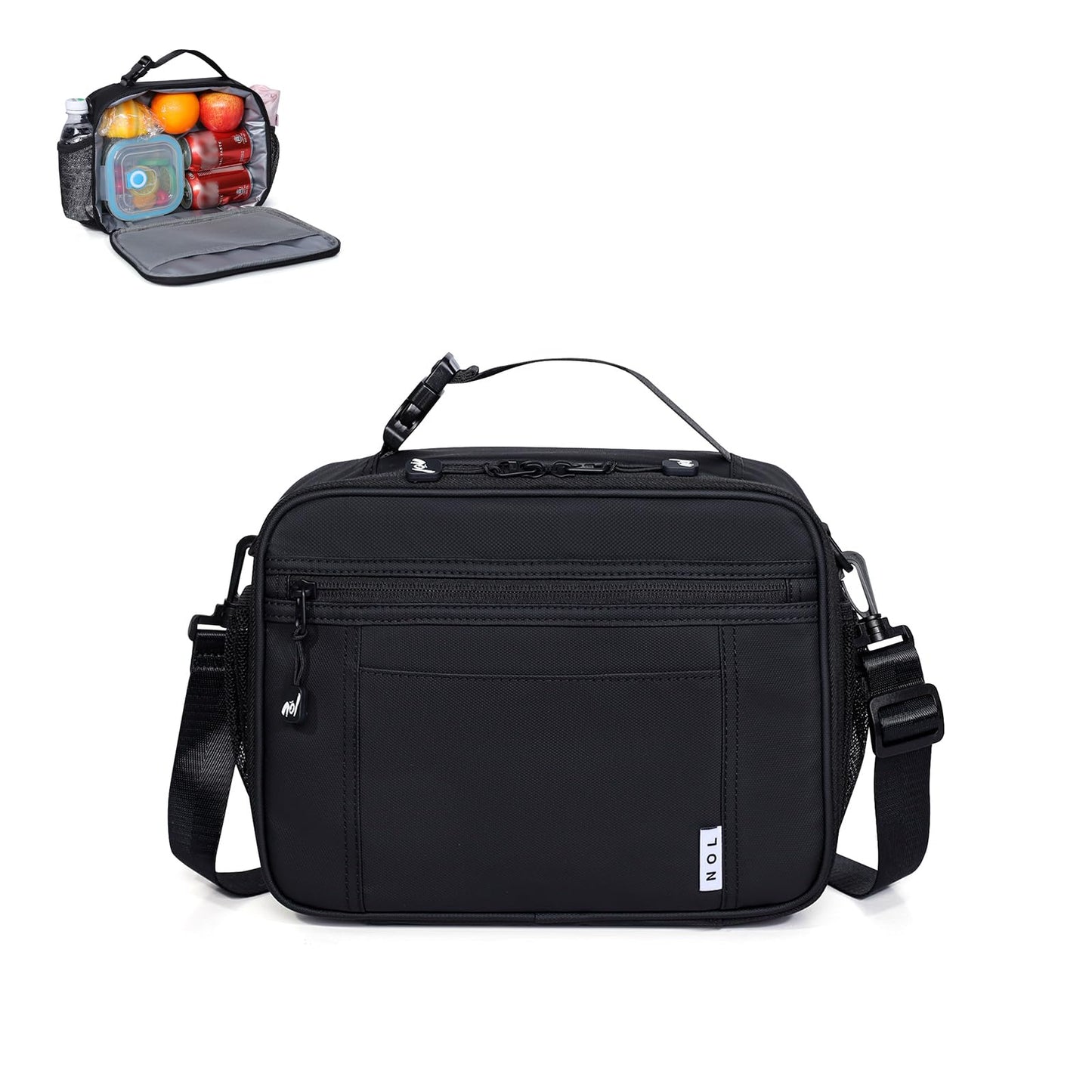 NOL Nylon Waterproof Kids Lunch Bag, Insulated Lunch Bag, Lunch box Cooler, Reusable, Zip Closure with Buckle Handle Holds Lunch Box, Snacks & Water Bottle for School Work, Cream