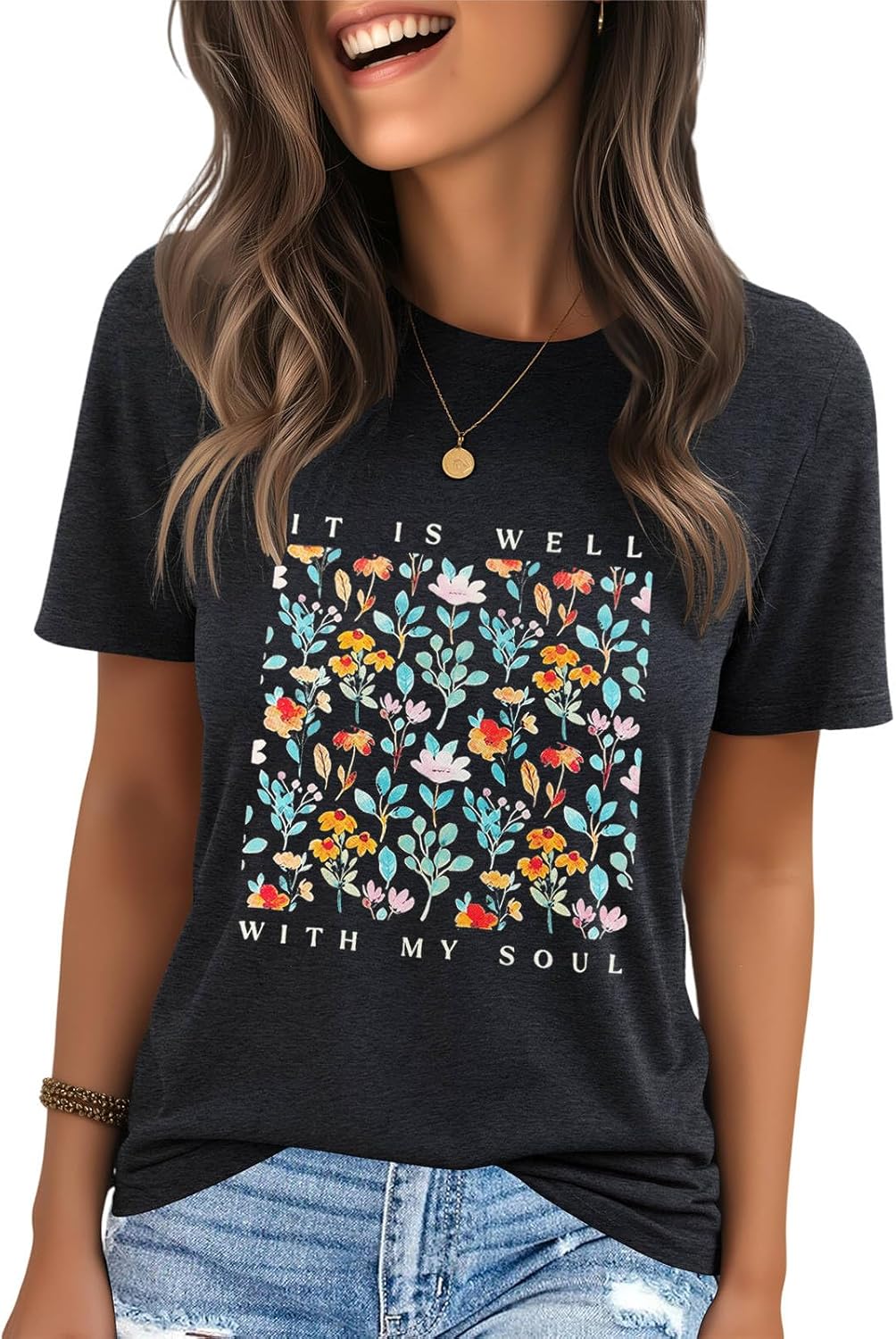 IRISGOD Womens Graphic Tees Casual Summer Short Sleeve Vintage T Shirts Tops