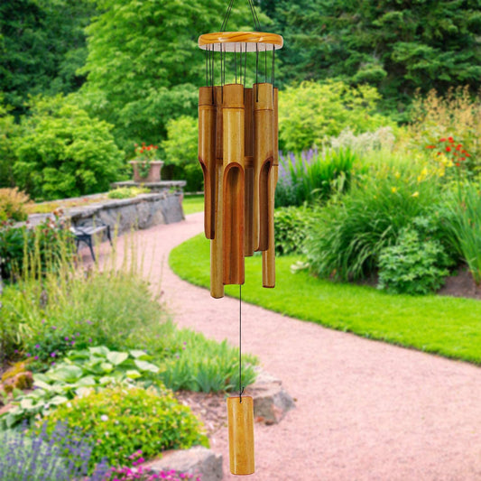 Bamboo Wind Chimes Outdoor,Wooden Wind Chimes for Outside with Melody Deep Tone,38" Classic Zen Garden Windchime for Relaxation, Grace.Home Décor for Patio, Garden or Indoor(FSC Certified)