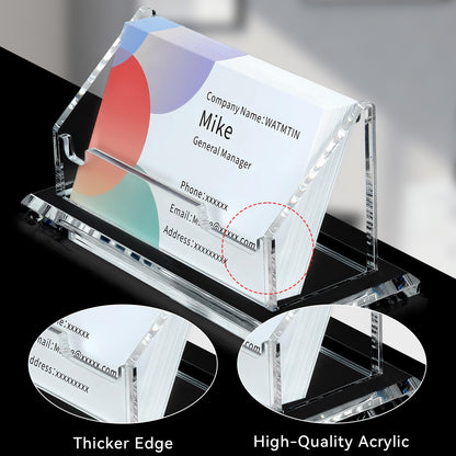 1 Pcs Acrylic Business Card Holder, Clear Horizontal Business Card Display Stand, Acrylic Cards Display Holder for Desk Accessories Women and Men Office Exhibition