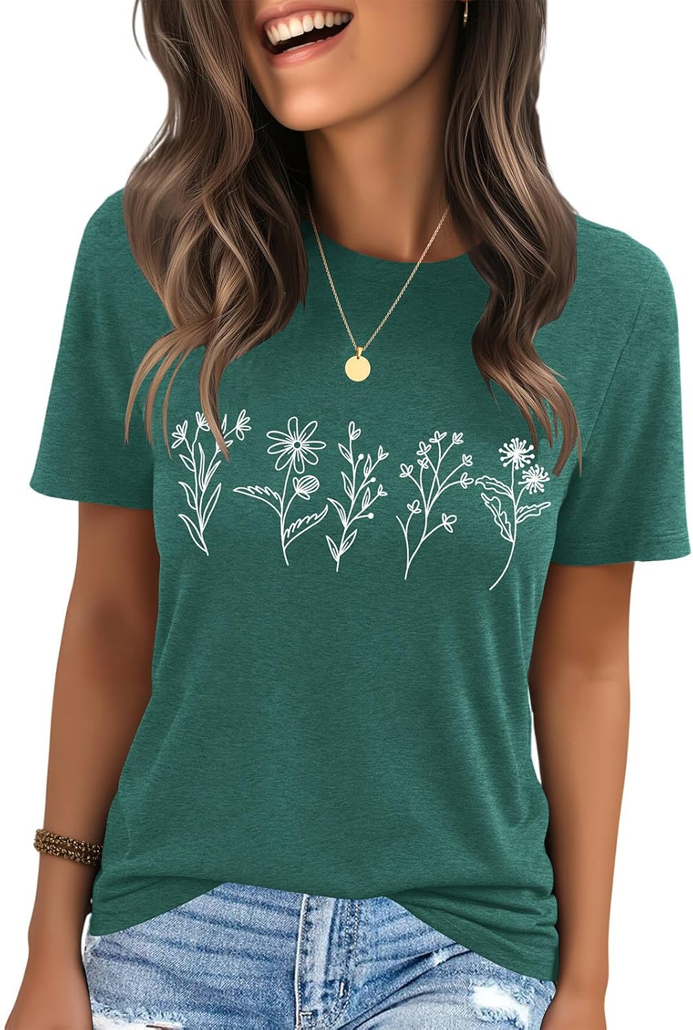 IRISGOD Womens Graphic Tees Casual Summer Short Sleeve Vintage T Shirts Tops