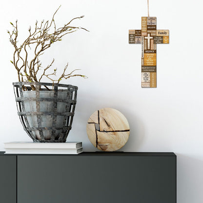 Jetec Cross Wall Decor Christian Wooden Cross Religious Faith Biblical Faith Biblical Verse Wall or Table Sign for Home Easter Farmhouse Home Hanging Decorations Indoor Outdoor(10.6 x 6.1 Inch)