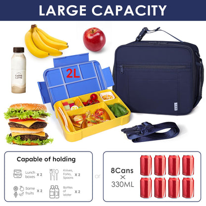 NOL Nylon Waterproof Kids Lunch Bag, Insulated Lunch Bag, Lunch box Cooler, Reusable, Zip Closure with Buckle Handle Holds Lunch Box, Snacks & Water Bottle for School Work, Cream