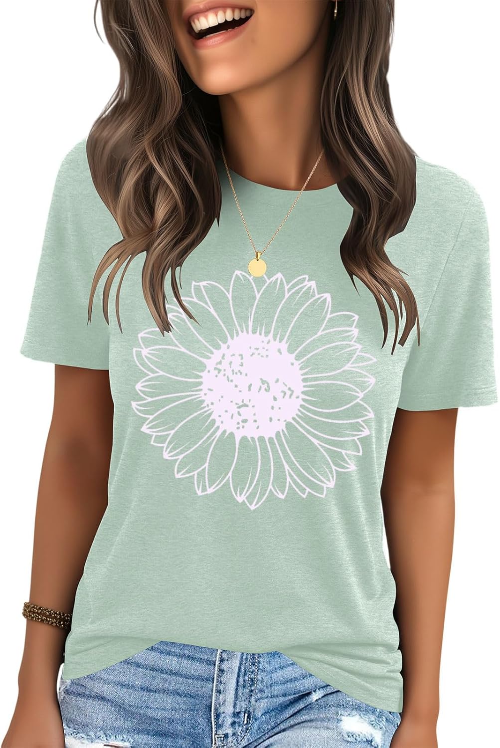 IRISGOD Womens Graphic Tees Casual Summer Short Sleeve Vintage T Shirts Tops