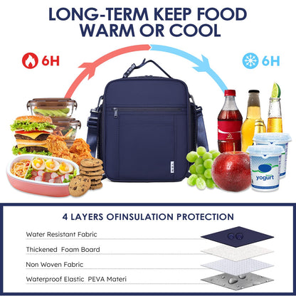 NOL Nylon Waterproof Kids Lunch Bag, Insulated Lunch Bag, Lunch box Cooler, Reusable, Zip Closure with Buckle Handle Holds Lunch Box, Snacks & Water Bottle for School Work, Cream