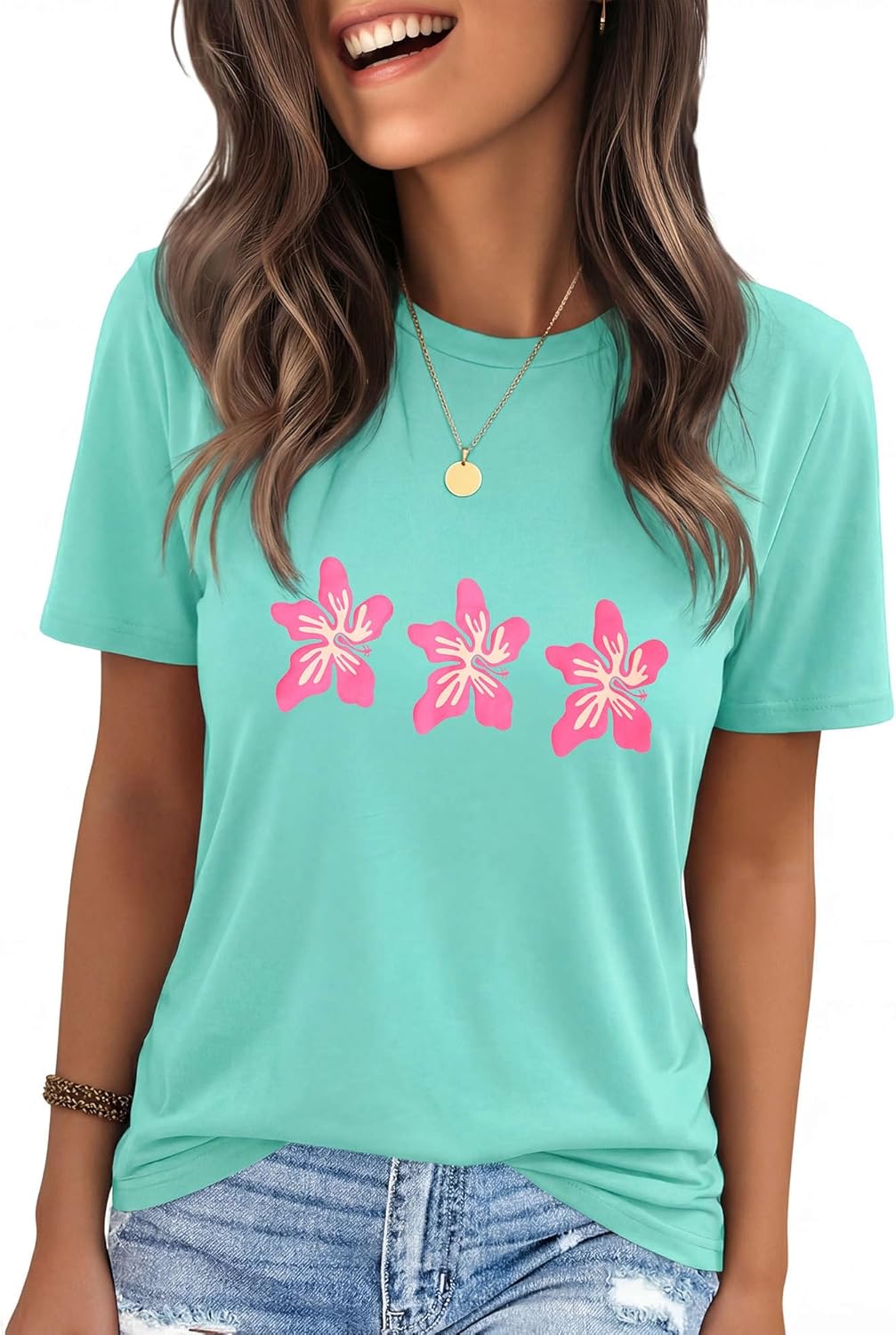 IRISGOD Womens Graphic Tees Casual Summer Short Sleeve Vintage T Shirts Tops