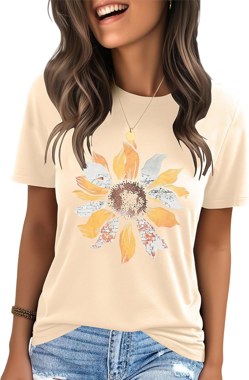 IRISGOD Womens Graphic Tees Casual Summer Short Sleeve Vintage T Shirts Tops