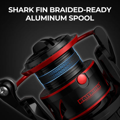 KastKing Sharky Spinning Reel – 5.2:1 & 6.2:1 Gear Ratios, Carbon Fiber Drag 33–39.5LB, 10+1 Stainless Bearings, Lightweight Nylitech Body, Oversize Shaft, for Saltwater & Freshwater