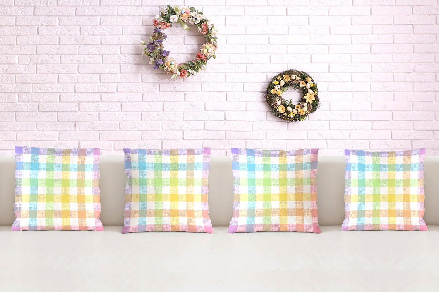 Pudodo Easter Buffalo Plaid Check Table Runner Spring Holiday Farmhouse Fireplace Kitchen Dining Room Home Party Decoration (13" x 72")