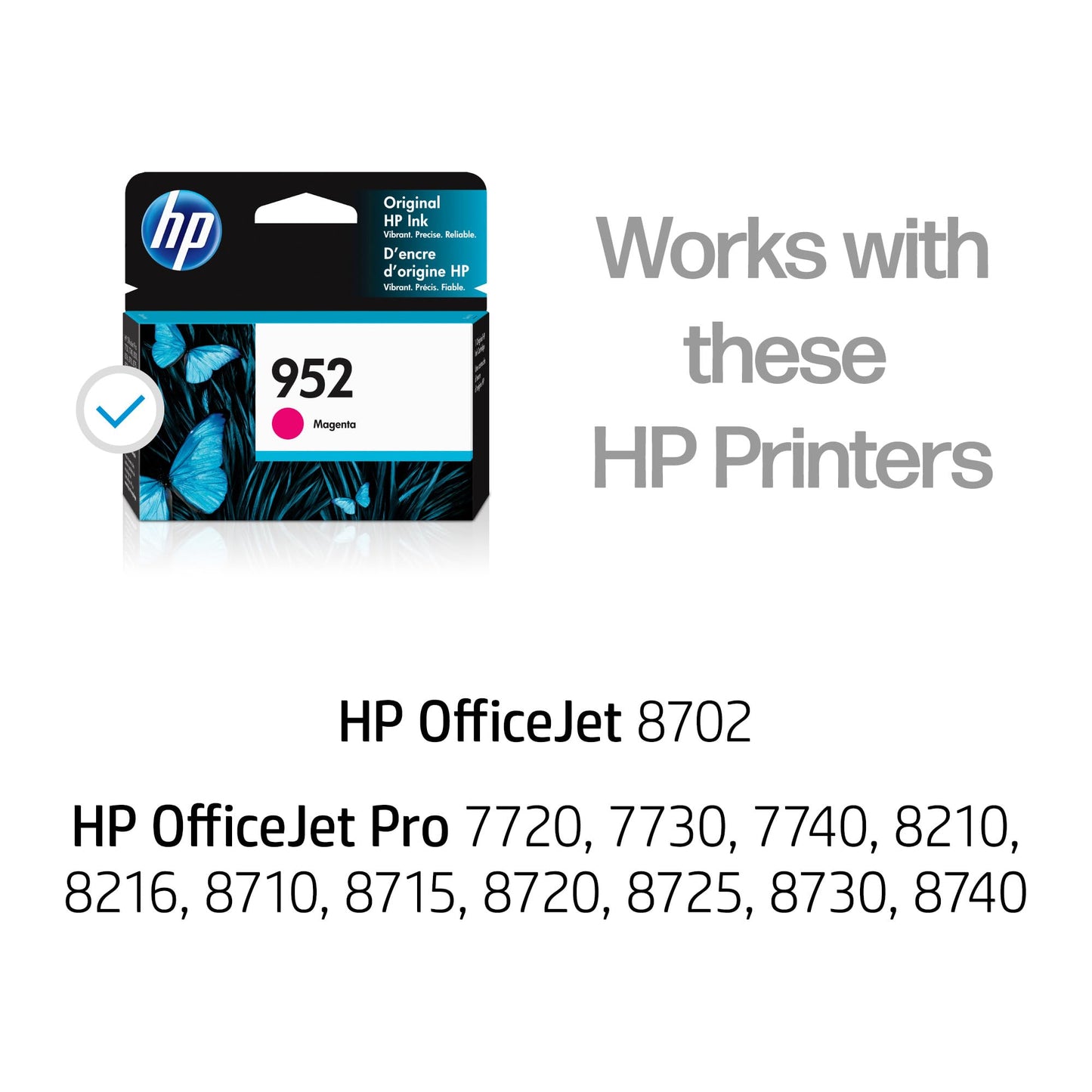 HP 952 Cyan, Magenta, Yellow Ink Cartridges (3-Pack) | Works with Printer Series: OfficeJet 8702, OfficeJet Pro 7720, 7740, 8210, 8710, 8720, 8730, 8740 | Eligible for Instant Ink | N9K27AN