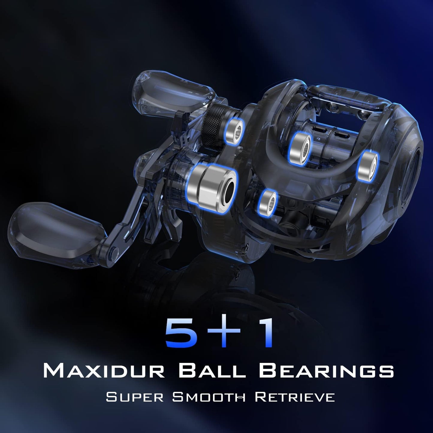 KastKing Centron Lite Baitcasting Fishing Reel – Lightweight, Glass Fiber Infused Nylon Frame – 7.6 OZ – 5 + 1 Anti-Reverse Ball Bearings, 7.1:1 High-Speed Gear Ratio Fishing Reel with Compact Design