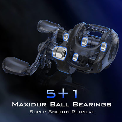KastKing Centron Lite Baitcasting Fishing Reel – Lightweight, Glass Fiber Infused Nylon Frame – 7.6 OZ – 5 + 1 Anti-Reverse Ball Bearings, 7.1:1 High-Speed Gear Ratio Fishing Reel with Compact Design