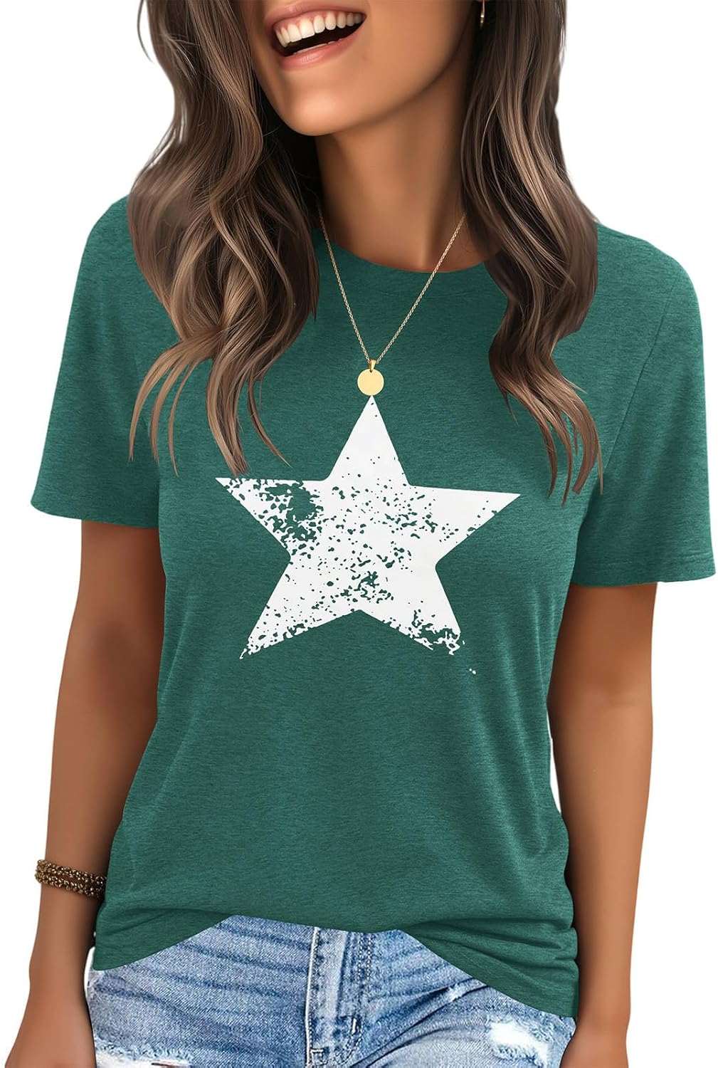 IRISGOD Womens Graphic Tees Casual Summer Short Sleeve Vintage T Shirts Tops