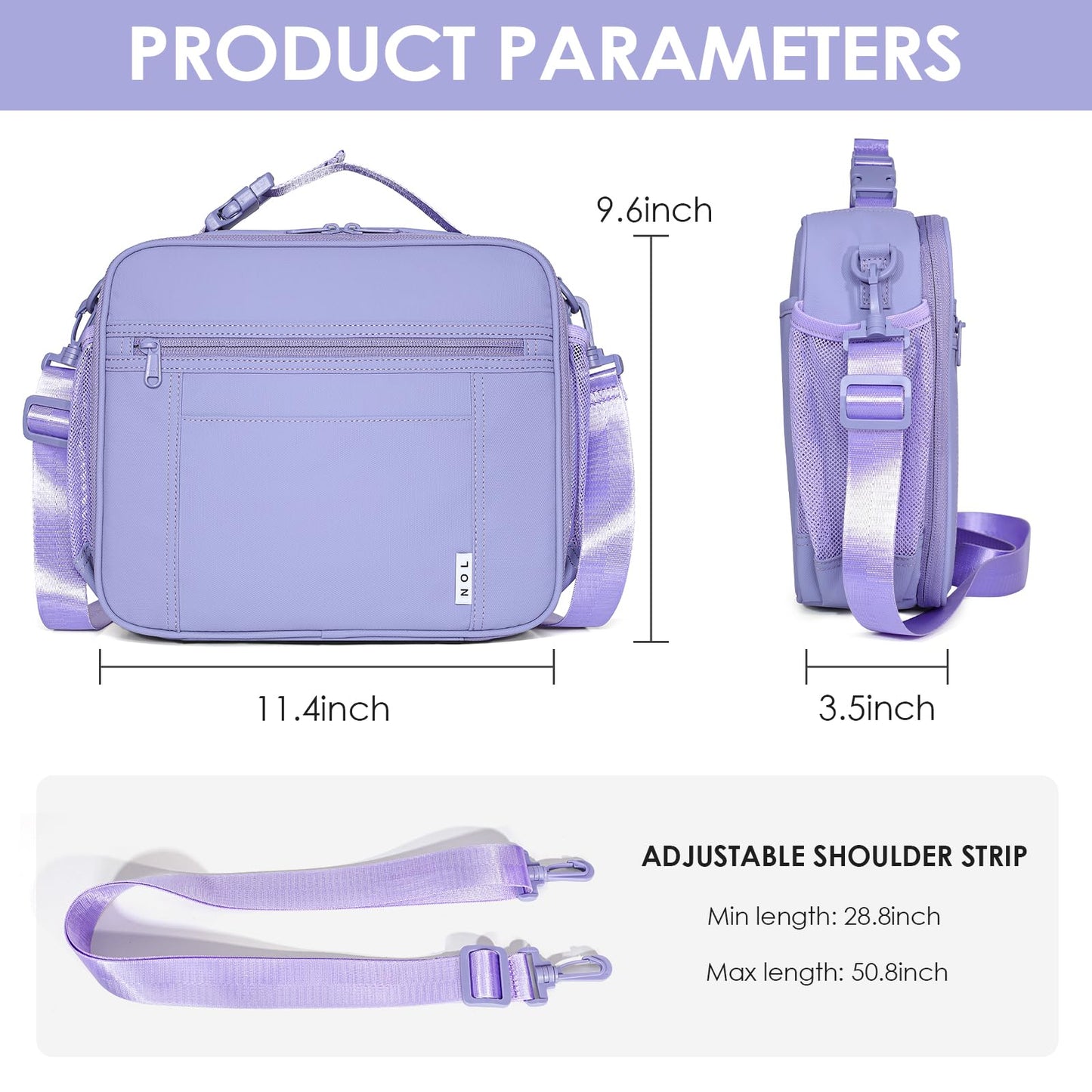 NOL Nylon Waterproof Kids Lunch Bag, Insulated Lunch Bag, Lunch box Cooler, Reusable, Zip Closure with Buckle Handle Holds Lunch Box, Snacks & Water Bottle for School Work, Cream