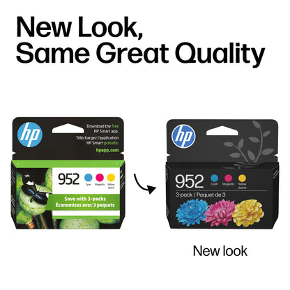 HP 952 Cyan, Magenta, Yellow Ink Cartridges (3-Pack) | Works with Printer Series: OfficeJet 8702, OfficeJet Pro 7720, 7740, 8210, 8710, 8720, 8730, 8740 | Eligible for Instant Ink | N9K27AN