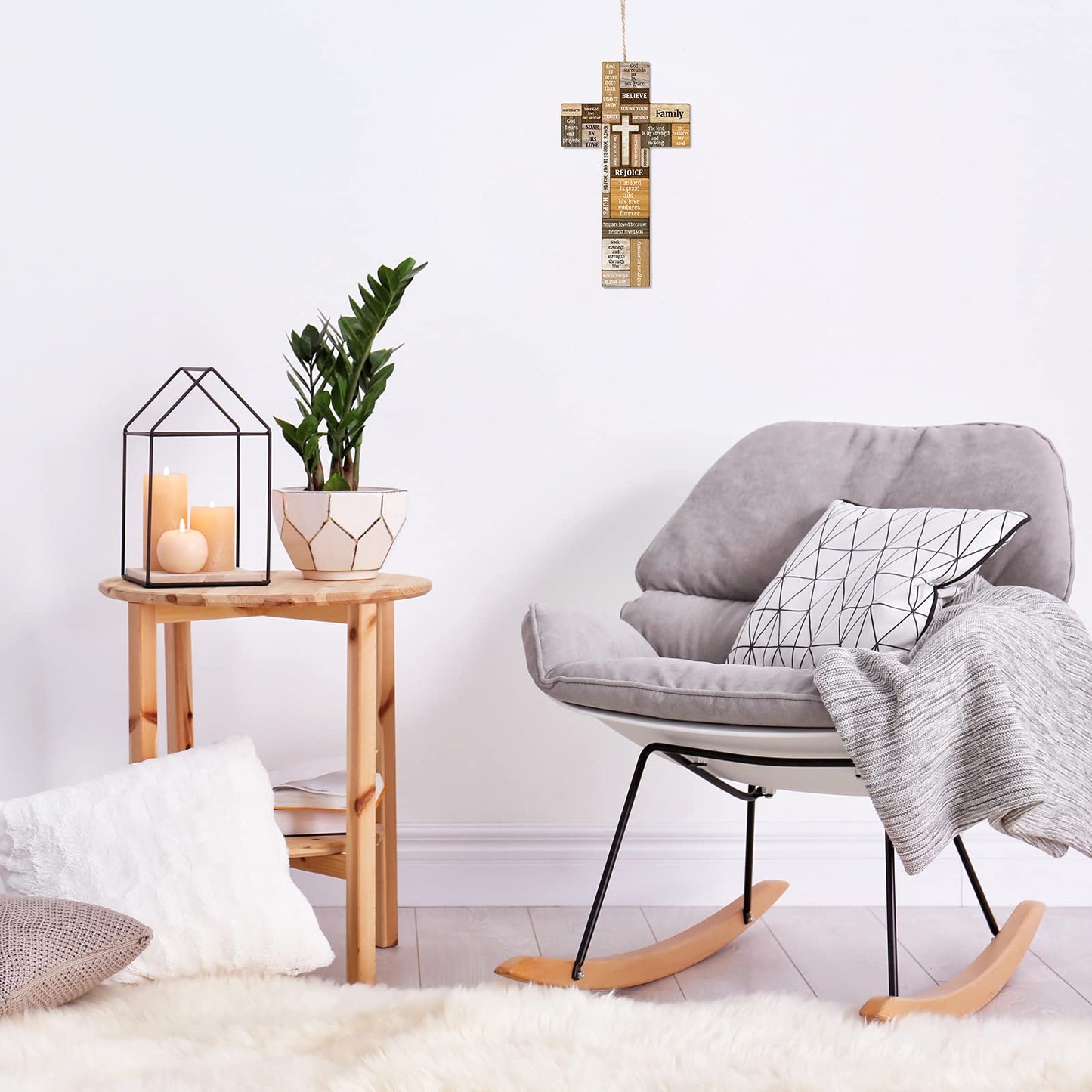 Jetec Cross Wall Decor Christian Wooden Cross Religious Faith Biblical Faith Biblical Verse Wall or Table Sign for Home Easter Farmhouse Home Hanging Decorations Indoor Outdoor(10.6 x 6.1 Inch)