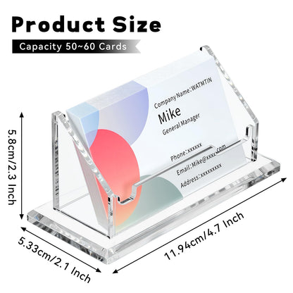 1 Pcs Acrylic Business Card Holder, Clear Horizontal Business Card Display Stand, Acrylic Cards Display Holder for Desk Accessories Women and Men Office Exhibition