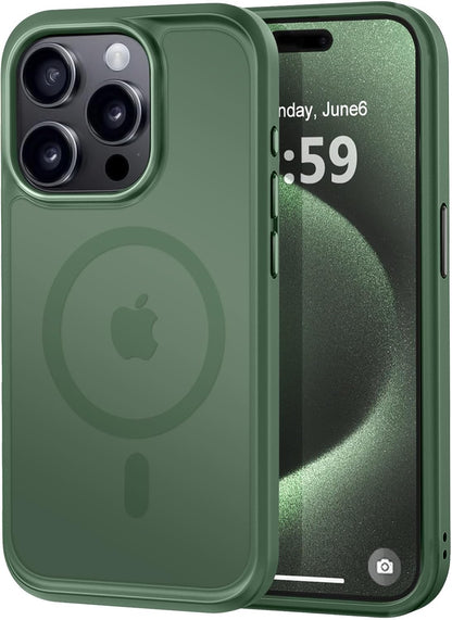 MOCCA Strong Magnetic for iPhone 14 Pro Max Case [Compatible with Magsafe] [10FT Military Grade Protective] Translucent Matte Slim Shockproof Case for iPhone 14 Pro Max 6.7"- Titanium Gray