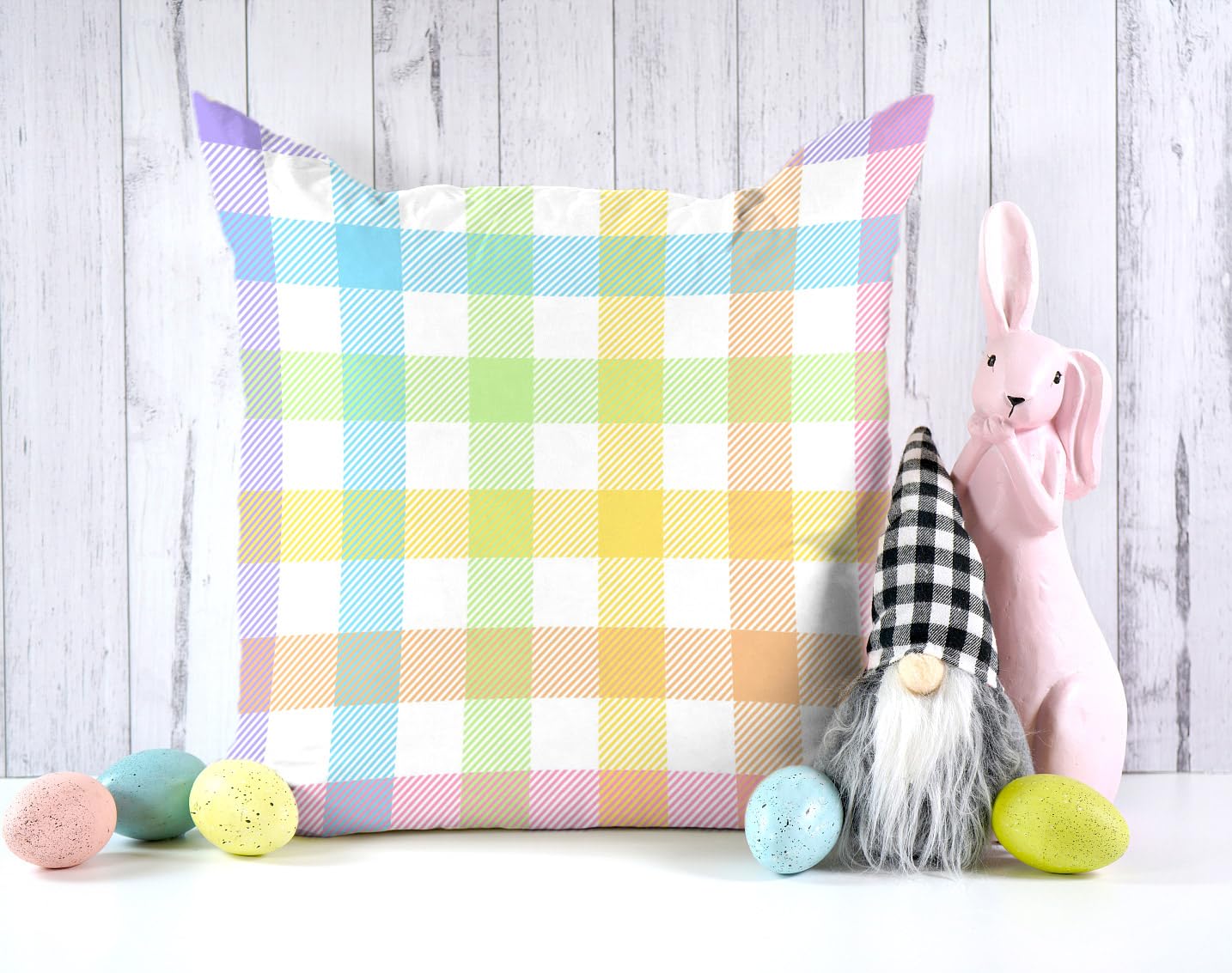 Pudodo Easter Buffalo Plaid Check Table Runner Spring Holiday Farmhouse Fireplace Kitchen Dining Room Home Party Decoration (13" x 72")