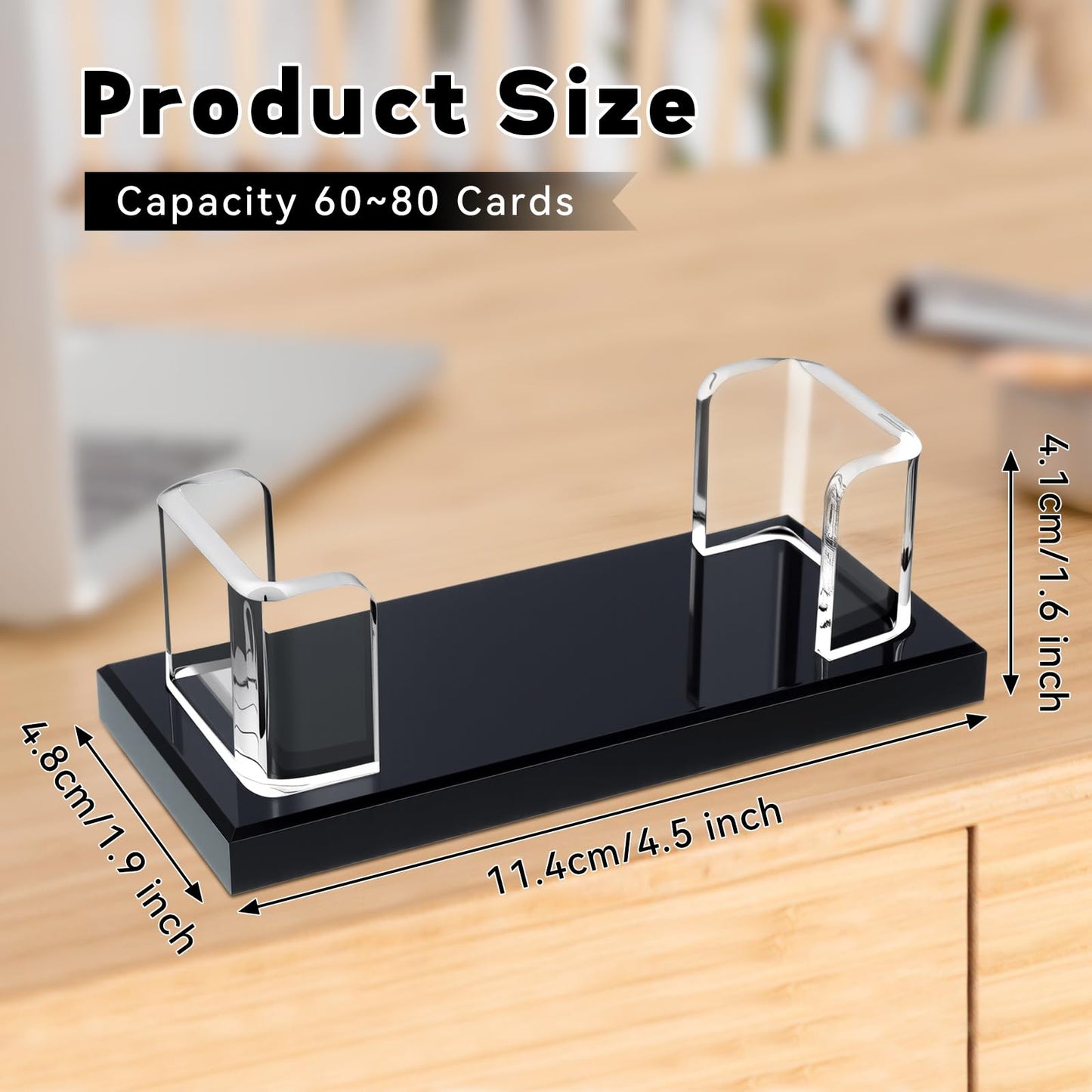 1 Pcs Acrylic Business Card Holder, Clear Horizontal Business Card Display Stand, Acrylic Cards Display Holder for Desk Accessories Women and Men Office Exhibition