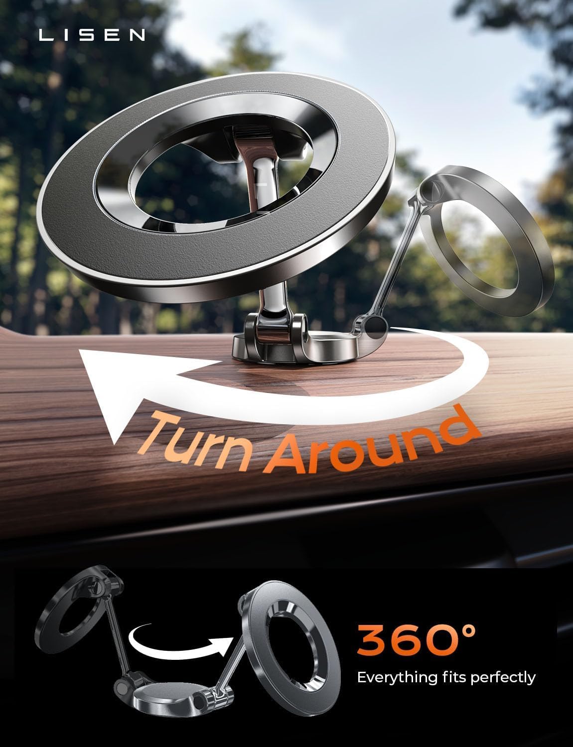 LISEN for MagSafe Car Mount for iPhone 17 Pro Max [24 Strong Magnets] Classic Magnetic Phone Holder for Car Dashboard, Magnet Phone Mount Car Cell Phone Holder for iPhone 17 Pro Max Air 16 15 14 13 12
