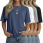 4 Pack Women's Half Sleeve T Shirts 1/2 Sleeve Basic Crew Neck Tops Elbow Length Casual Loose Fit Summer Tees