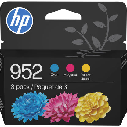HP 952 Cyan, Magenta, Yellow Ink Cartridges (3-Pack) | Works with Printer Series: OfficeJet 8702, OfficeJet Pro 7720, 7740, 8210, 8710, 8720, 8730, 8740 | Eligible for Instant Ink | N9K27AN
