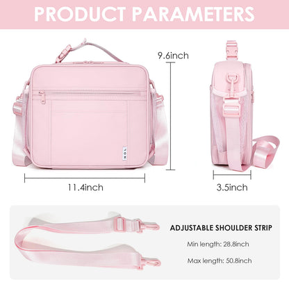NOL Nylon Waterproof Kids Lunch Bag, Insulated Lunch Bag, Lunch box Cooler, Reusable, Zip Closure with Buckle Handle Holds Lunch Box, Snacks & Water Bottle for School Work, Cream
