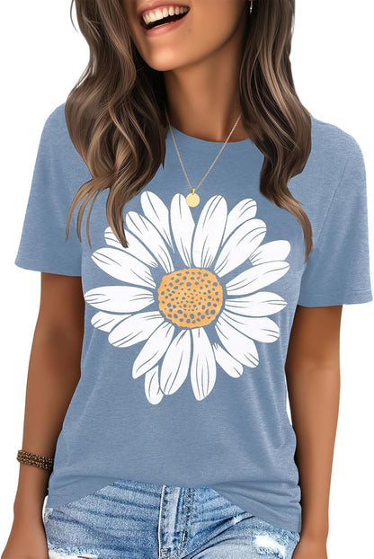 IRISGOD Womens Graphic Tees Casual Summer Short Sleeve Vintage T Shirts Tops