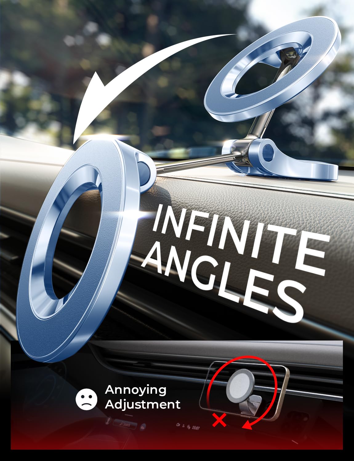 LISEN for MagSafe Car Mount for iPhone 17 Pro Max [24 Strong Magnets] Classic Magnetic Phone Holder for Car Dashboard, Magnet Phone Mount Car Cell Phone Holder for iPhone 17 Pro Max Air 16 15 14 13 12
